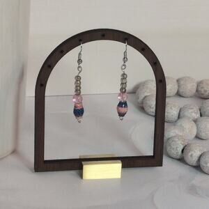 Unique Charming Vintage 1980s Pink & Blue Beaded Dangle Pierced Earrings
